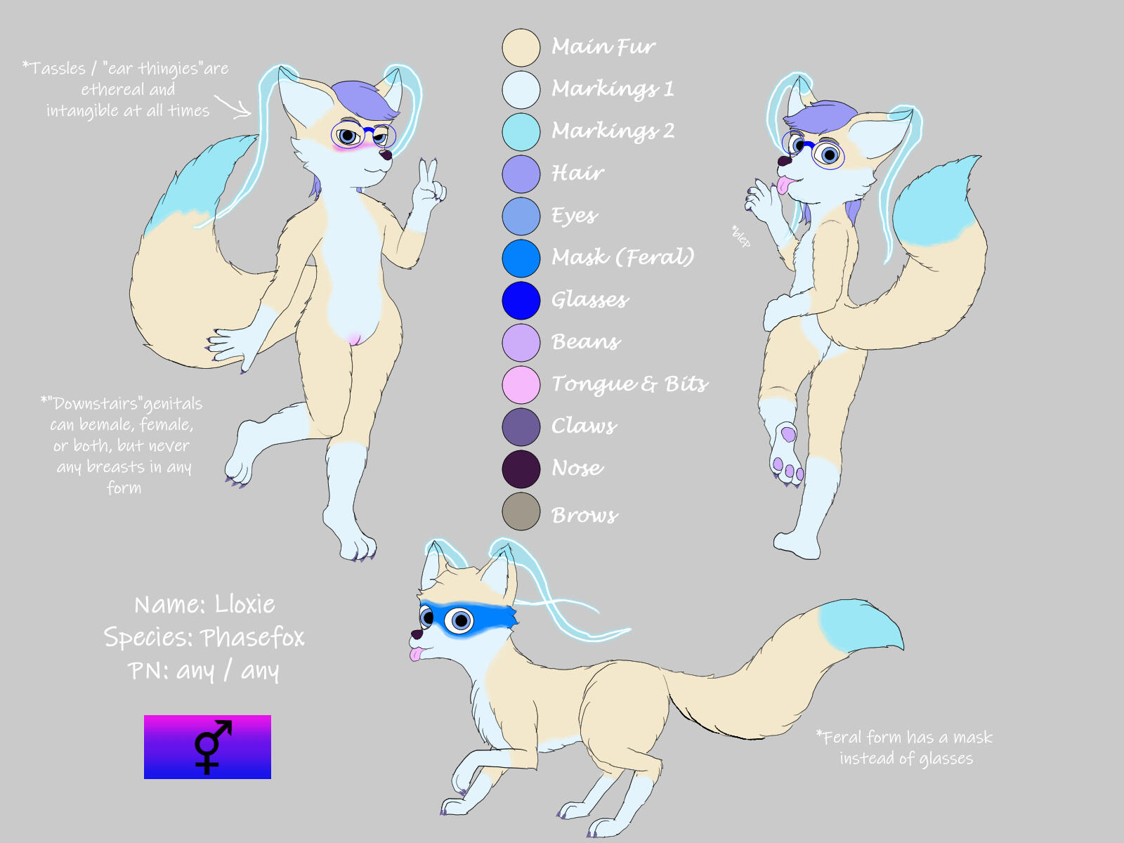 A cropped portrait of Lloxie the Phasefox